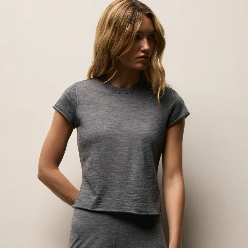 Wool Jersey Lounge Tee - Heather Charcoal sold by James Perse