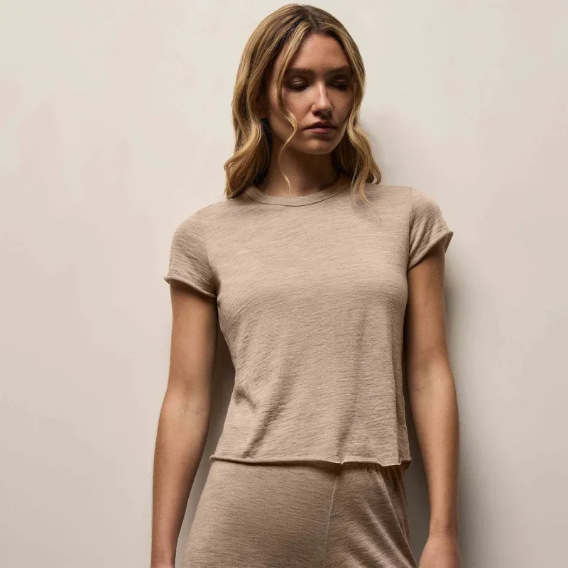 Wool Jersey Lounge Tee - Soft Beige sold by James Perse