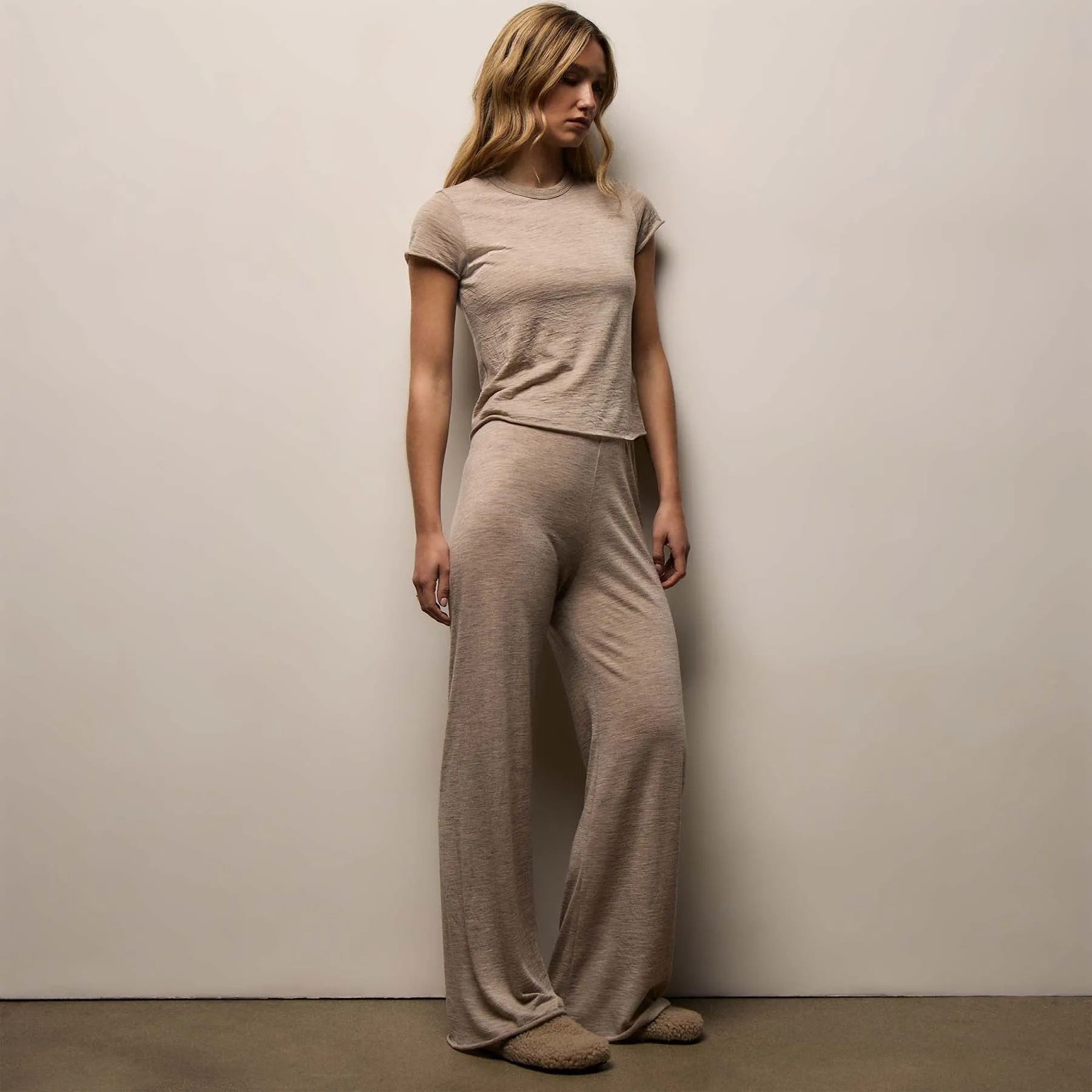 Wool Jersey Lounge Tee - Soft Beige sold by James Perse product image thumbnail 3