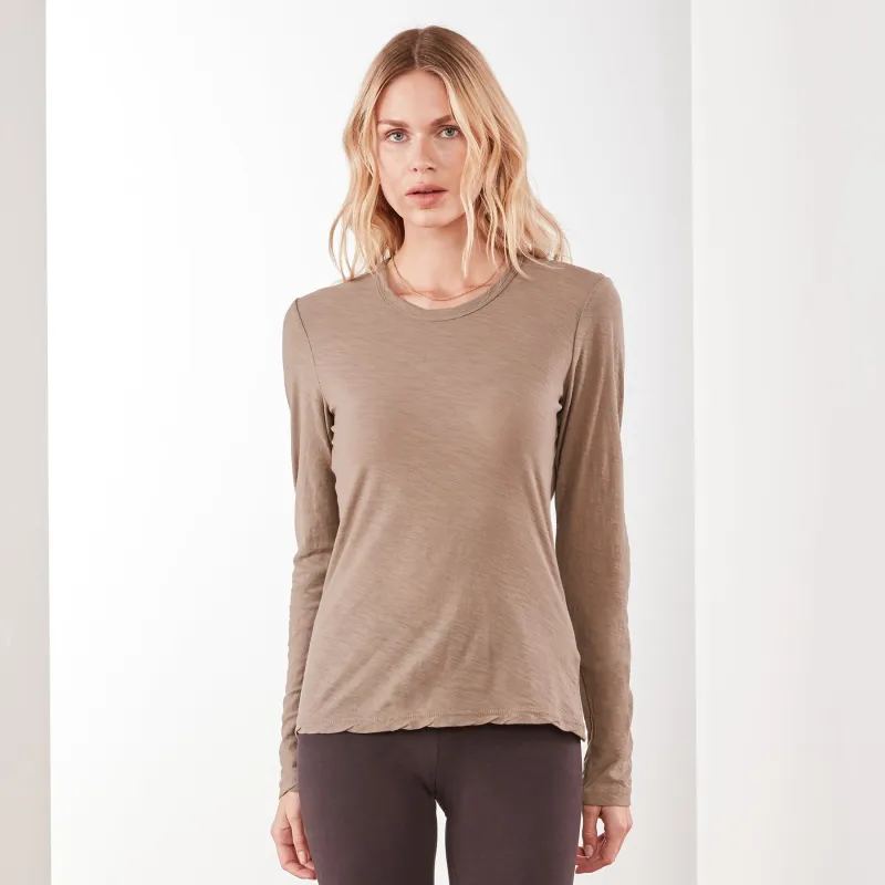 Sheer Slub Long Sleeve Crew - Fawn sold by James Perse