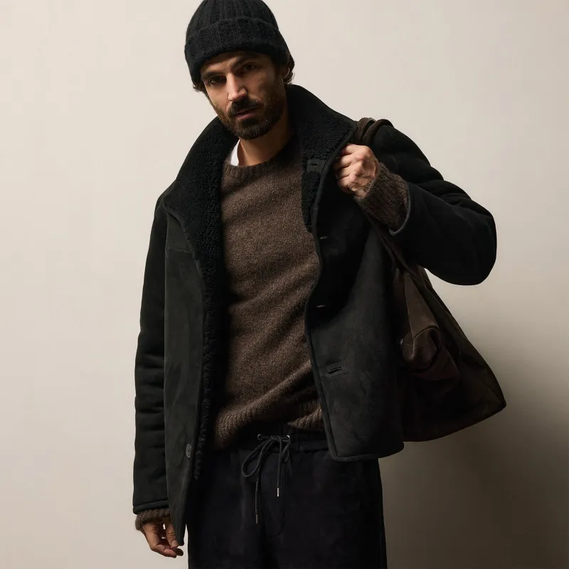 Suede Shearling Jacket - Black sold by James Perse