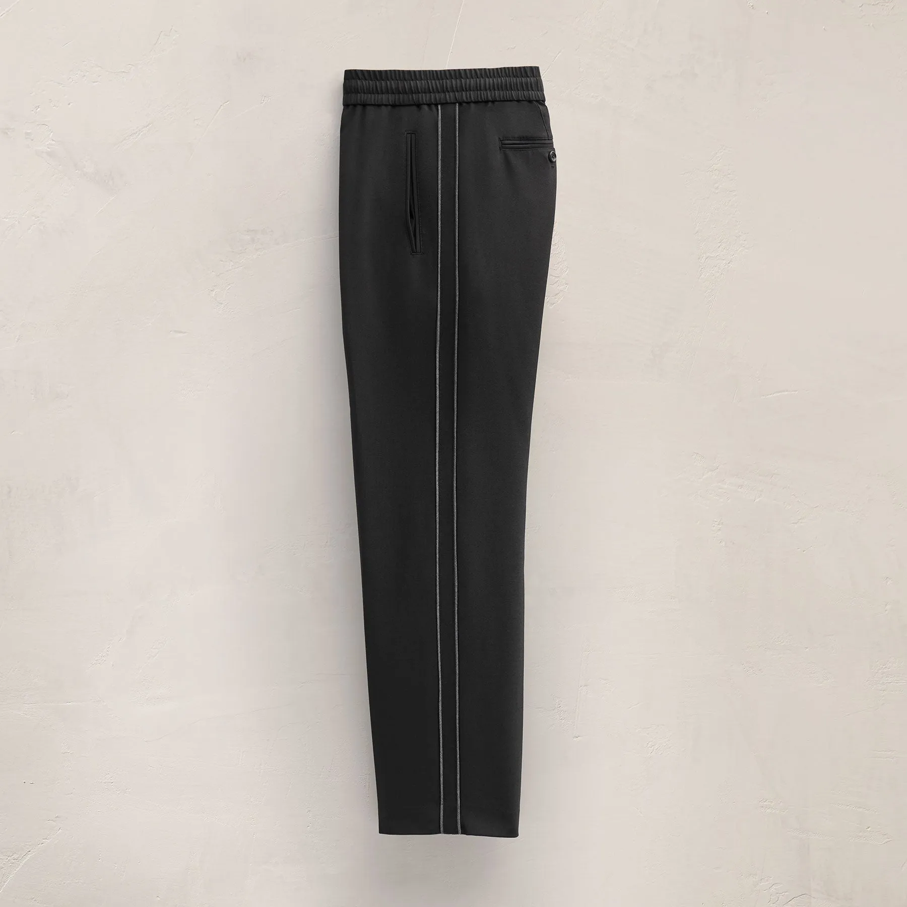 Suede Trimmed Wool Stretch Trouser - Black sold by James Perse product image thumbnail 5
