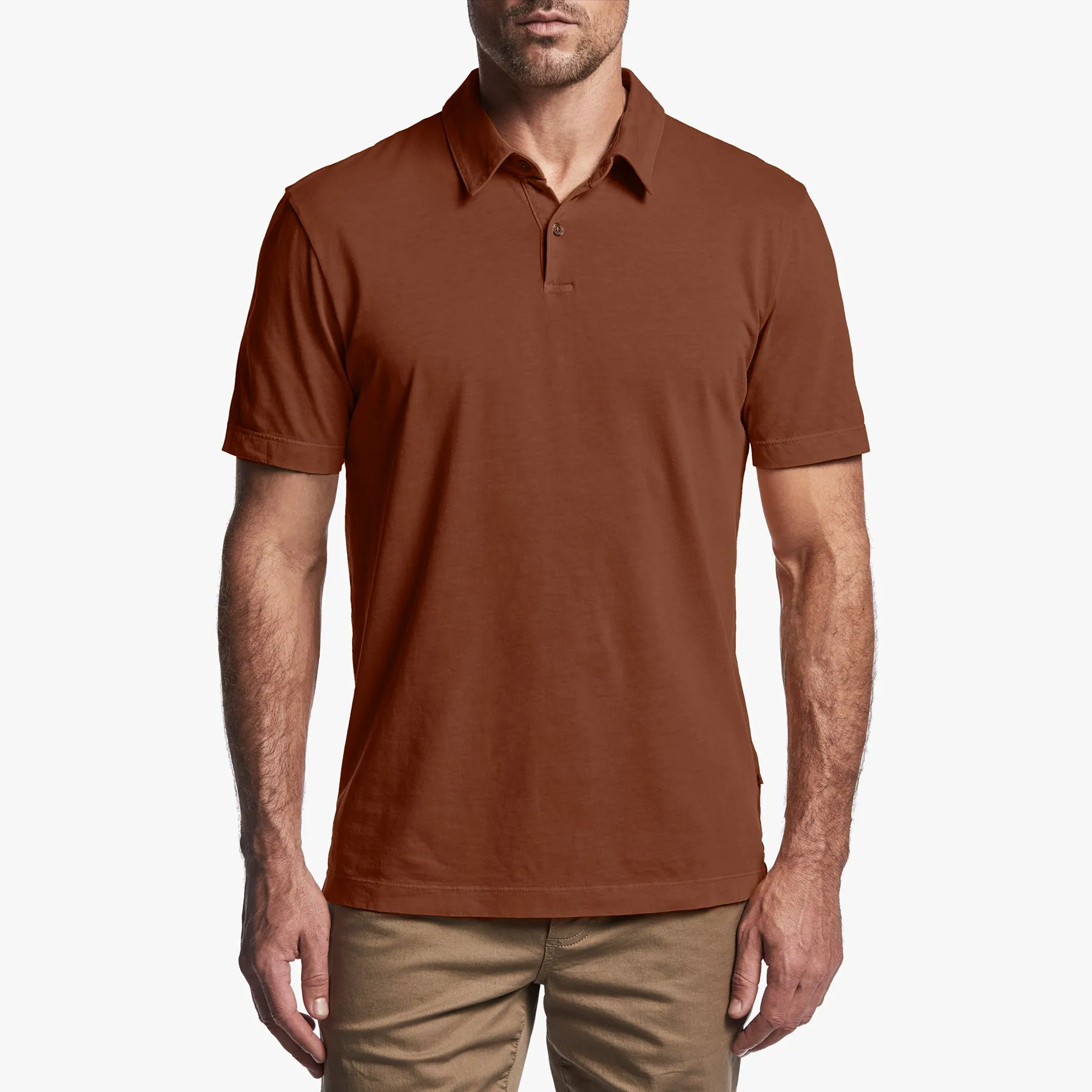 Sueded Jersey Polo - Burnt Soil sold by James Perse
