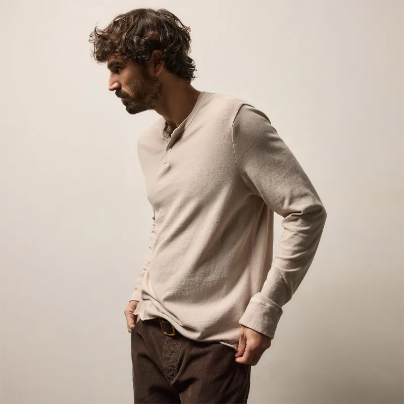 Slub Jersey Long Sleeve Henley - Stone Pigment sold by James Perse