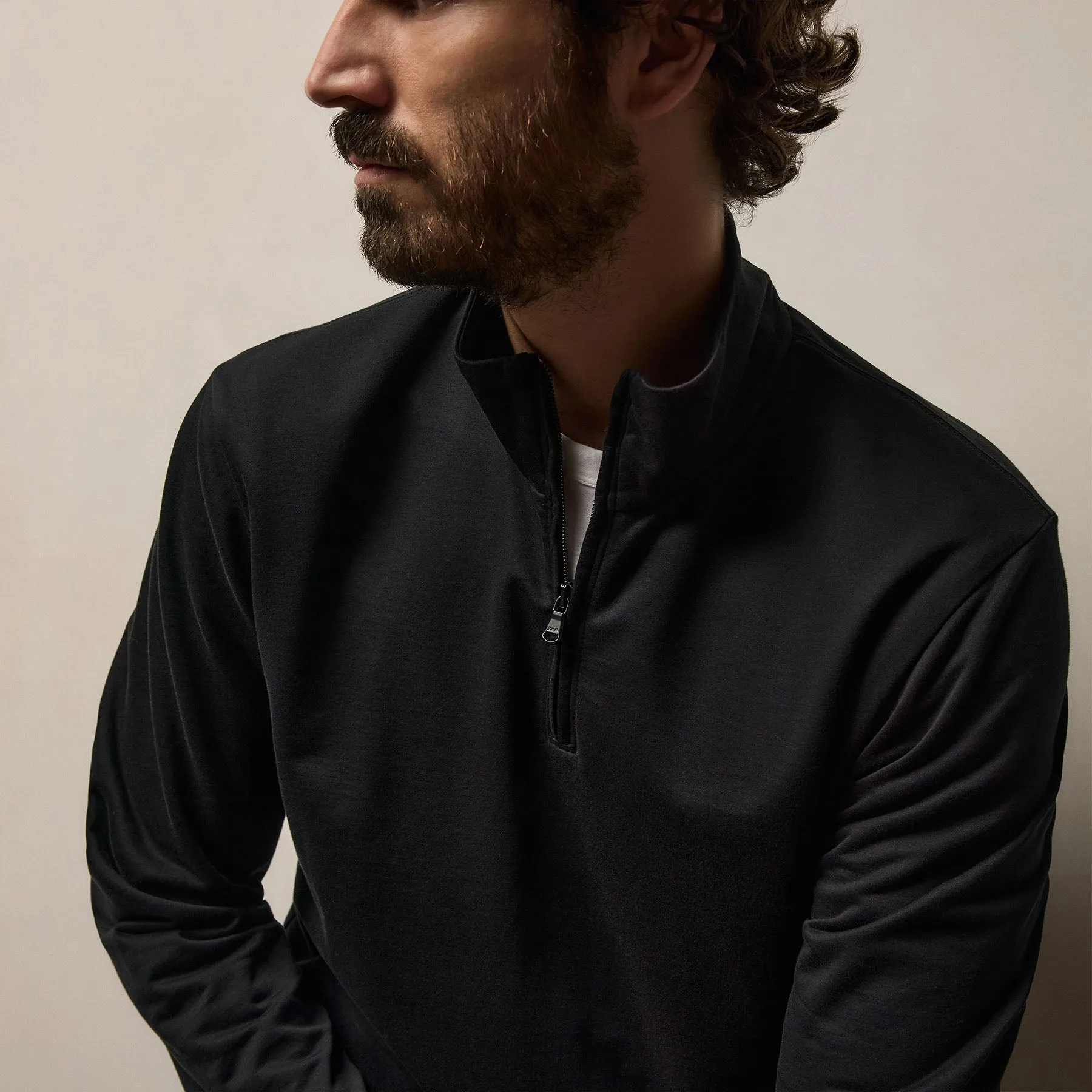 Fine French Terry Half Zip - Black sold by James Perse product image thumbnail 3