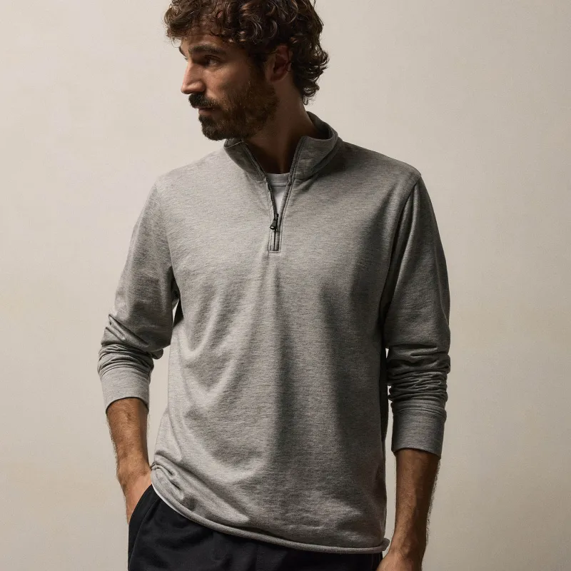 Fine French Terry Half Zip - Heather Grey sold by James Perse