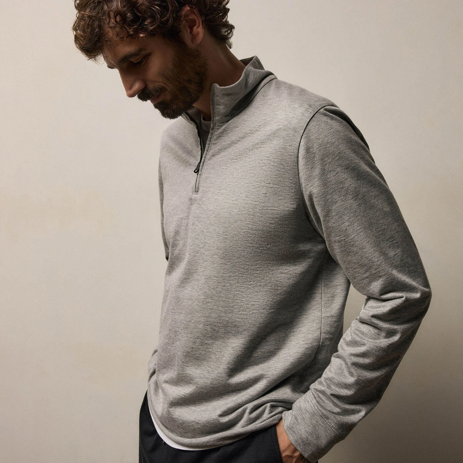 Fine French Terry Half Zip - Heather Grey sold by James Perse product image thumbnail 4