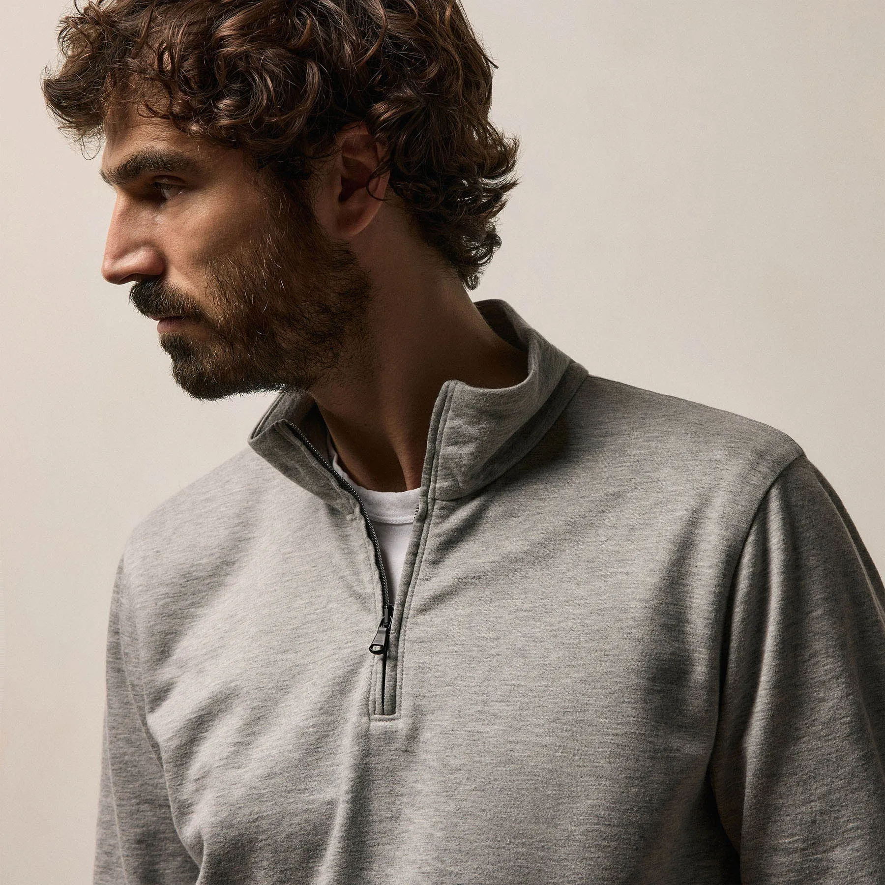 Fine French Terry Half Zip - Heather Grey sold by James Perse product image thumbnail 3
