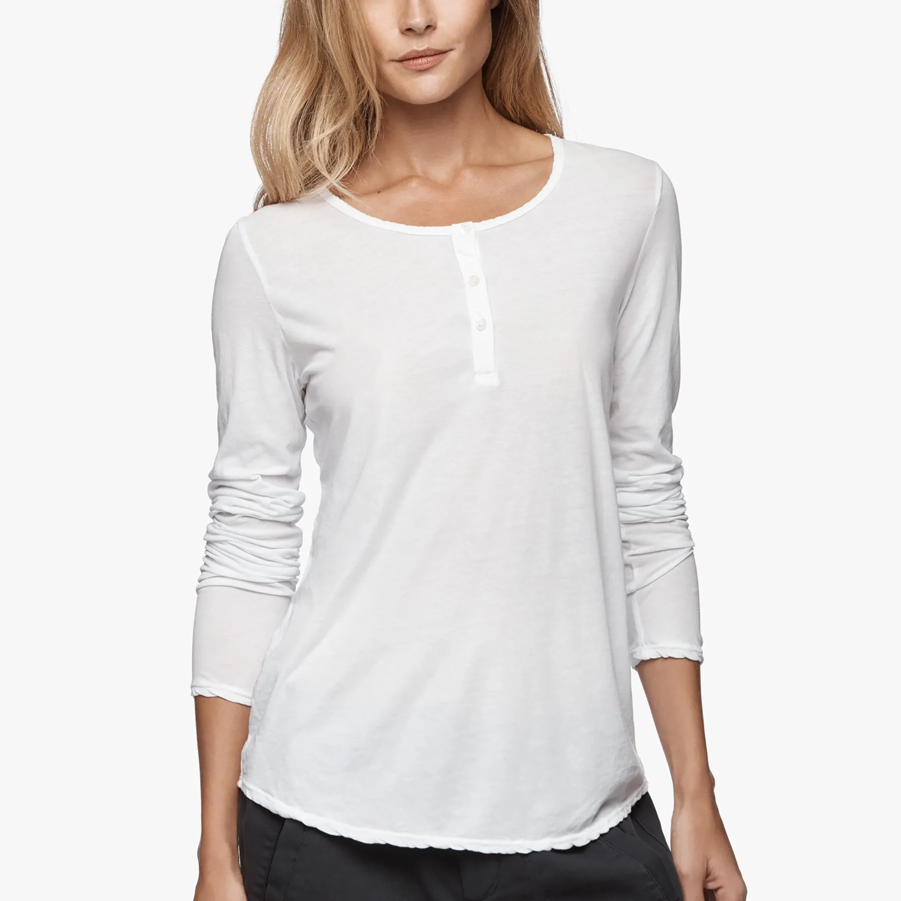 Button Down Henley - White sold by James Perse
