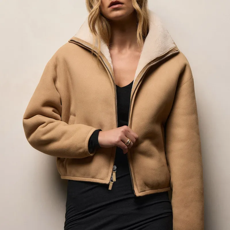 Suede Shearling Jacket - Light Caramel sold by James Perse
