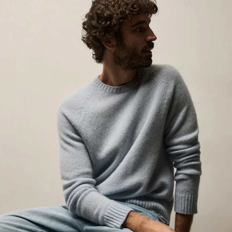 Lightweight Textured Cashmere Crew - Pale Blue sold by James Perse