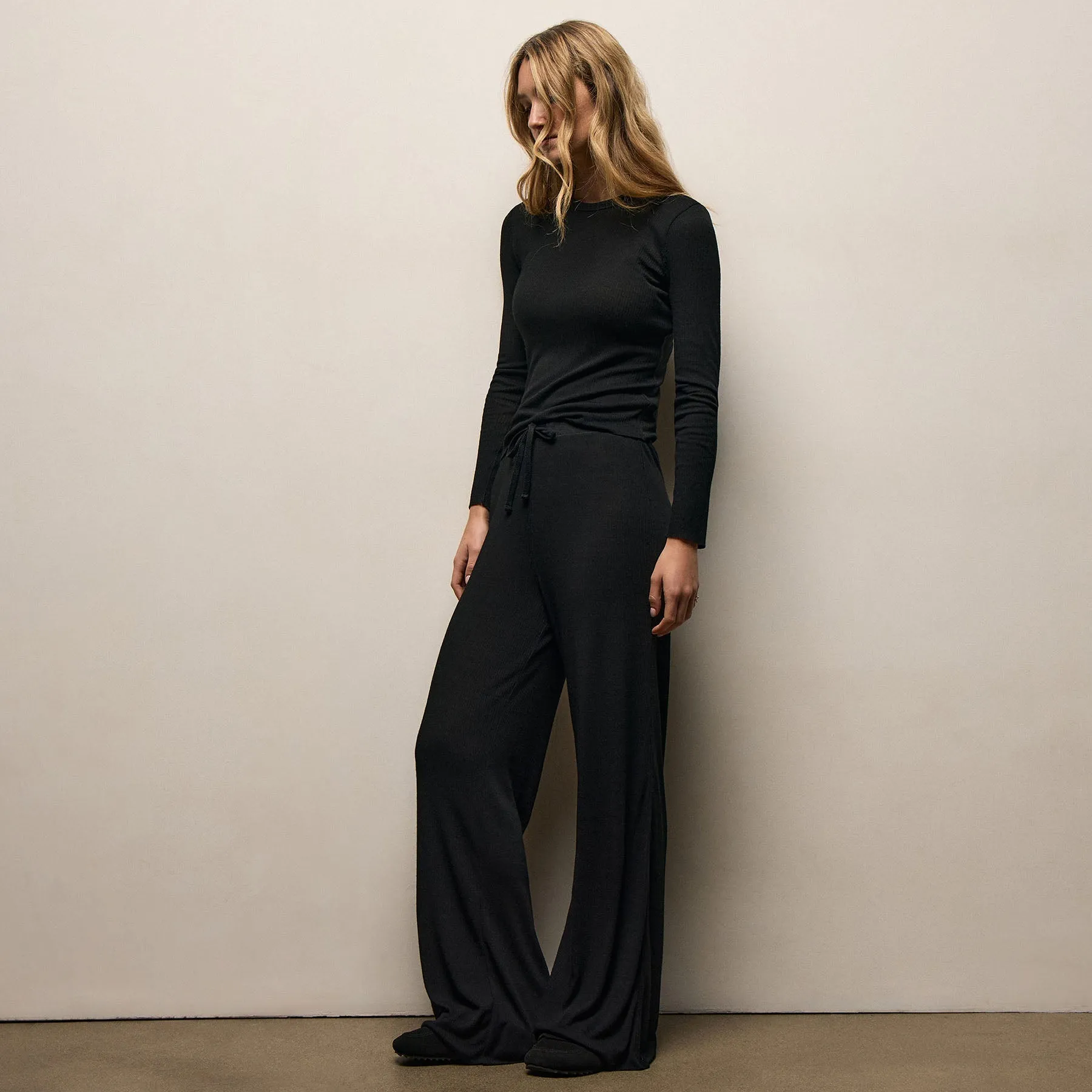Wool Rib Lounge Pant - Black sold by James Perse