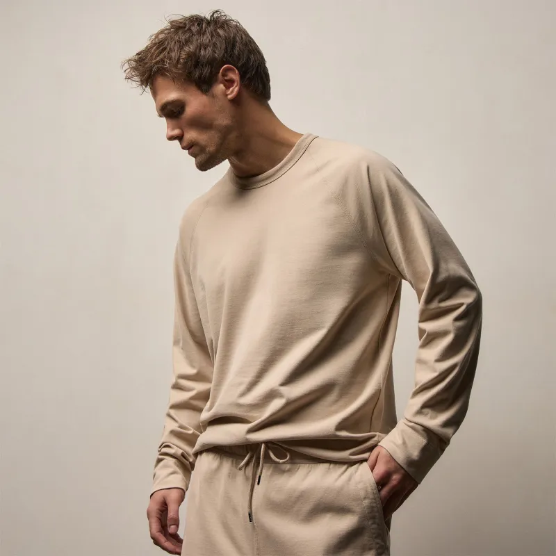 Organic Sueded Jersey Sweatshirt - Stone sold by James Perse