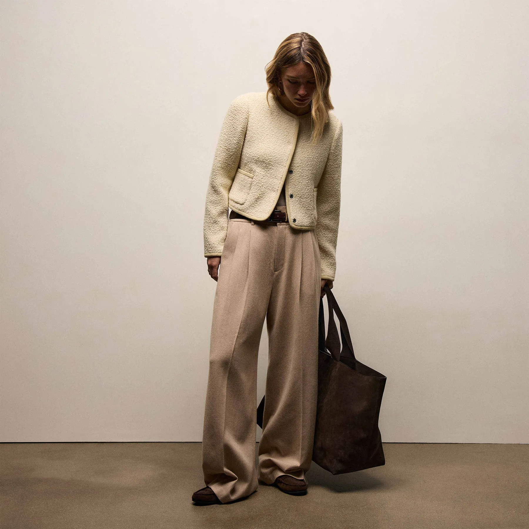 Wool Boucle Button Front Jacket - Ivory sold by James Perse product image thumbnail 4