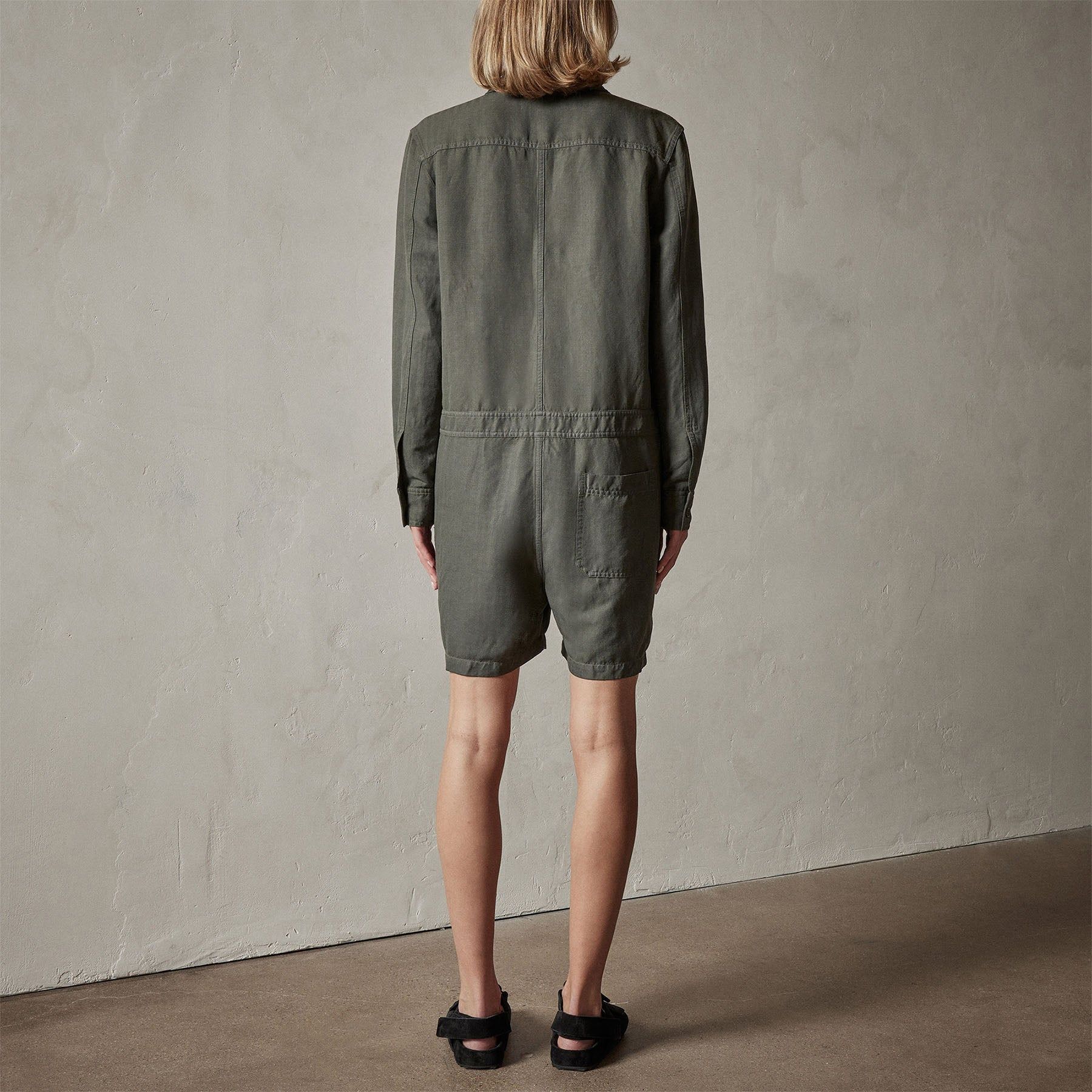 Linen Herringbone Romper - Marsh Pigment sold by James Perse product image thumbnail 5