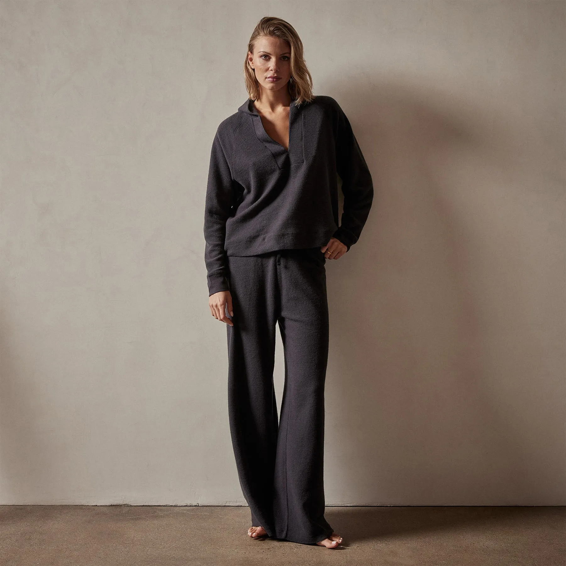 Thermal Knit Split Front Hoodie - Magma sold by James Perse product image thumbnail 3