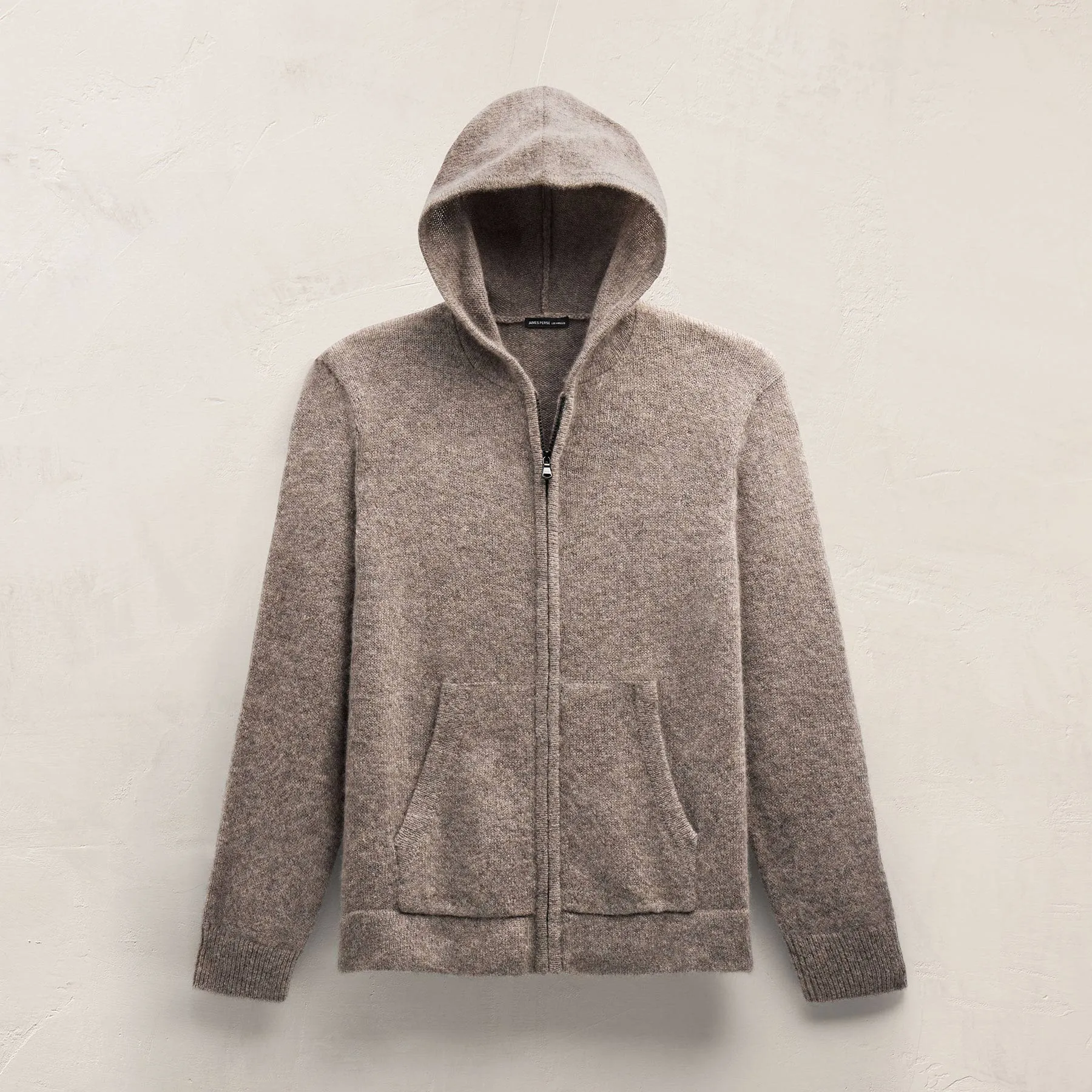 Lightweight Textured Cashmere Knit Zip Up Hoodie - Beige Melange sold by James Perse product image thumbnail 2