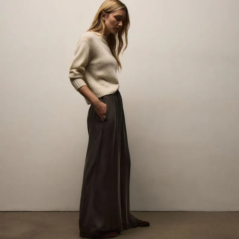 Satin Drawstring Wide Leg Pant - Hemlock Pigment sold by James Perse