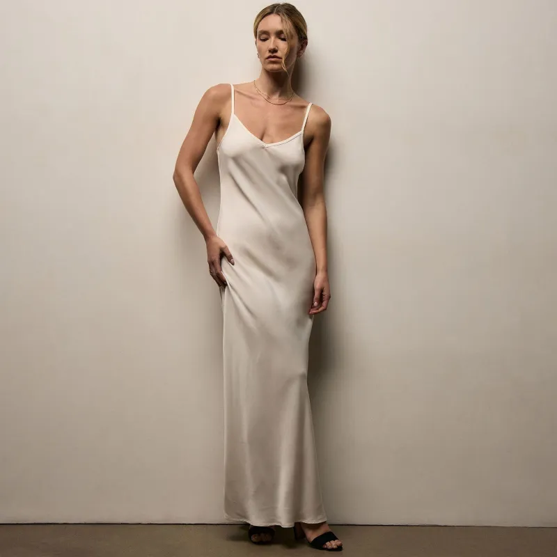 Satin Cami Slip Dress - Ivory Pigment sold by James Perse
