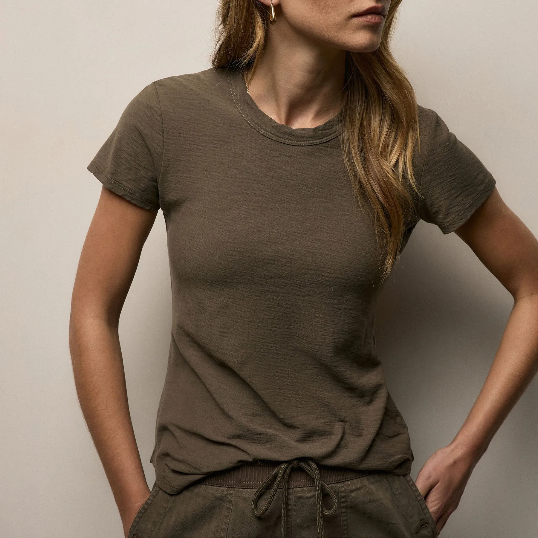 Sheer Slub Crew Neck Tee - Army Green sold by James Perse product image thumbnail 2