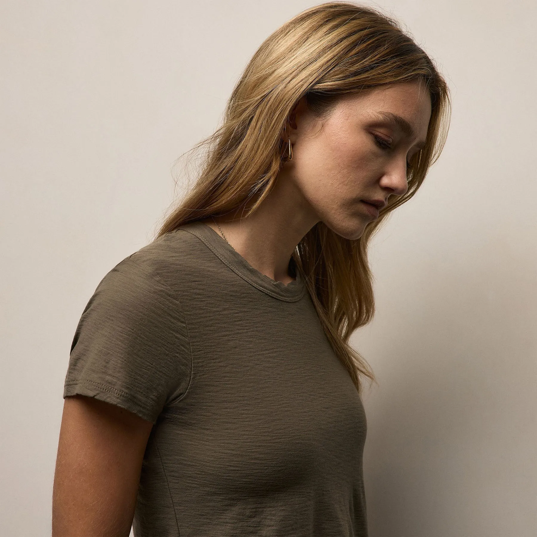 Sheer Slub Crew Neck Tee - Army Green sold by James Perse product image thumbnail 3
