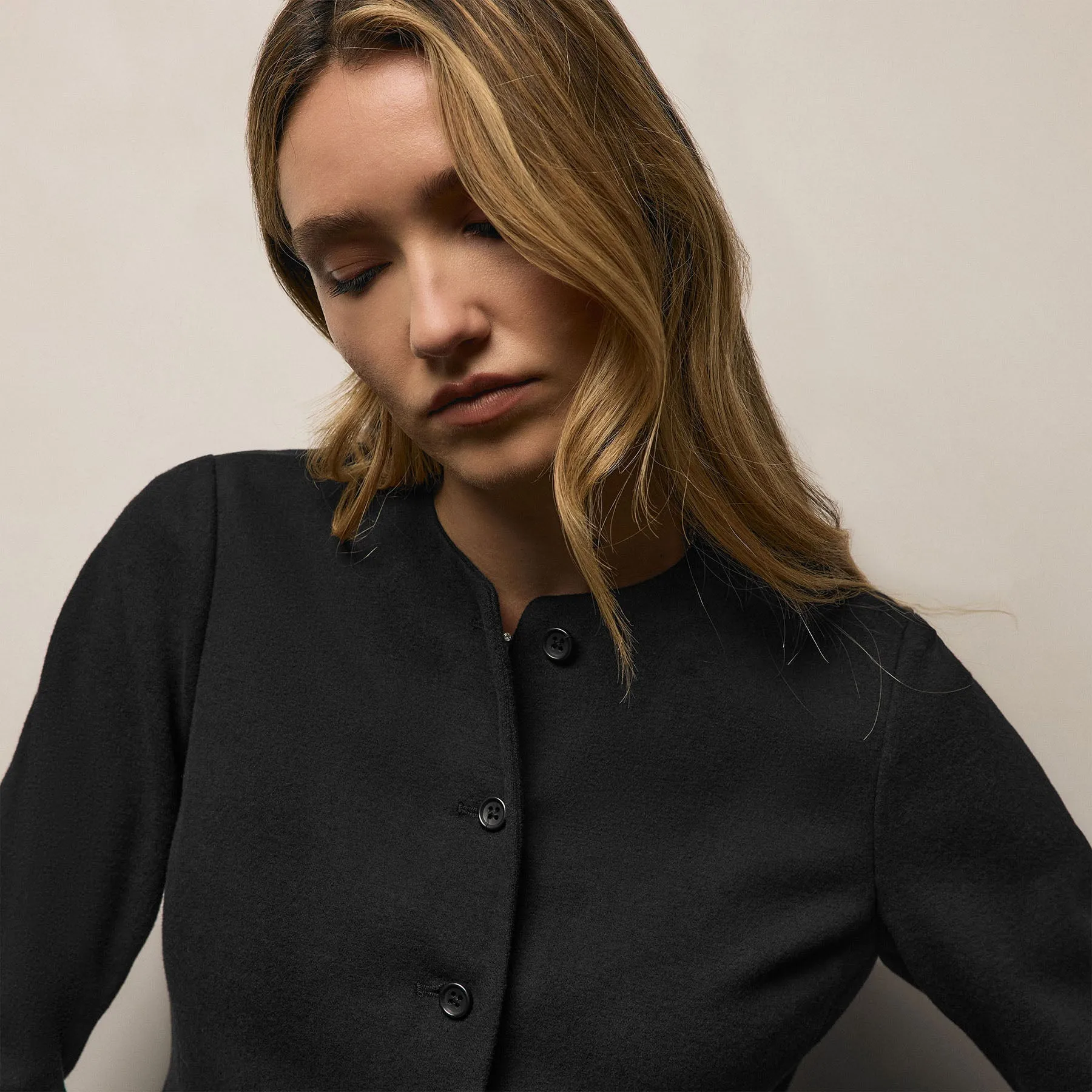Brushed Cotton Blend Knit Jacket - Black sold by James Perse product image thumbnail 2