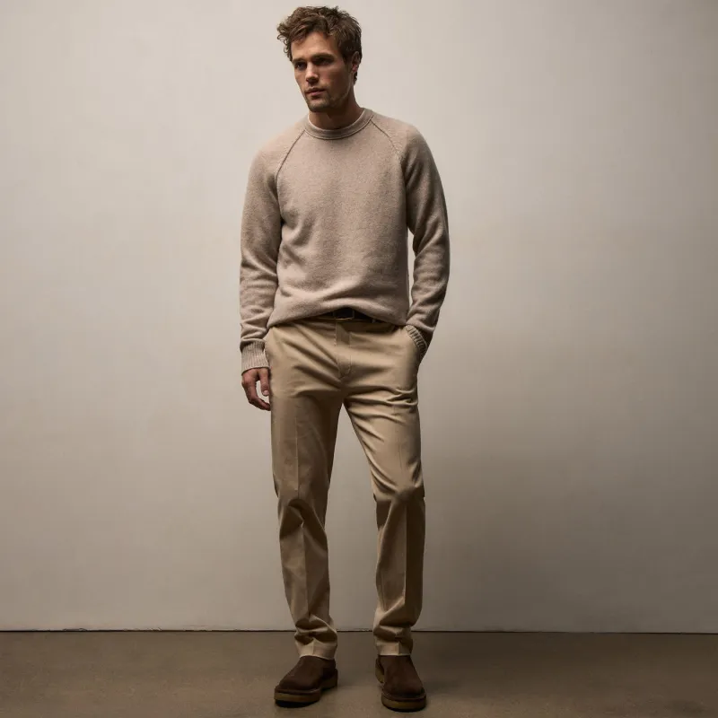 Cashmere Touch Twill Trouser - Light Khaki sold by James Perse