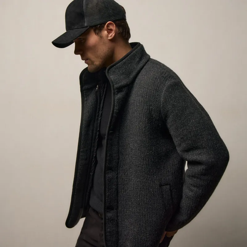 Double Faced Wool Jacket - Coal/Black sold by James Perse
