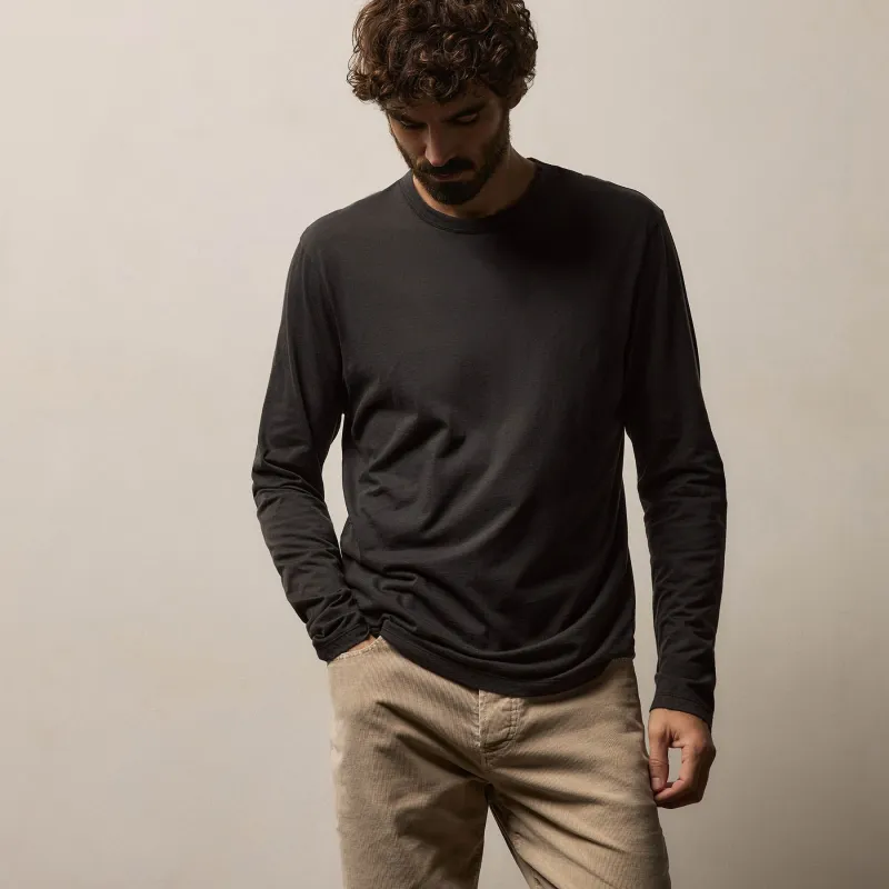 Luxe Lotus Jersey Long Sleeve - Carbon sold by James Perse