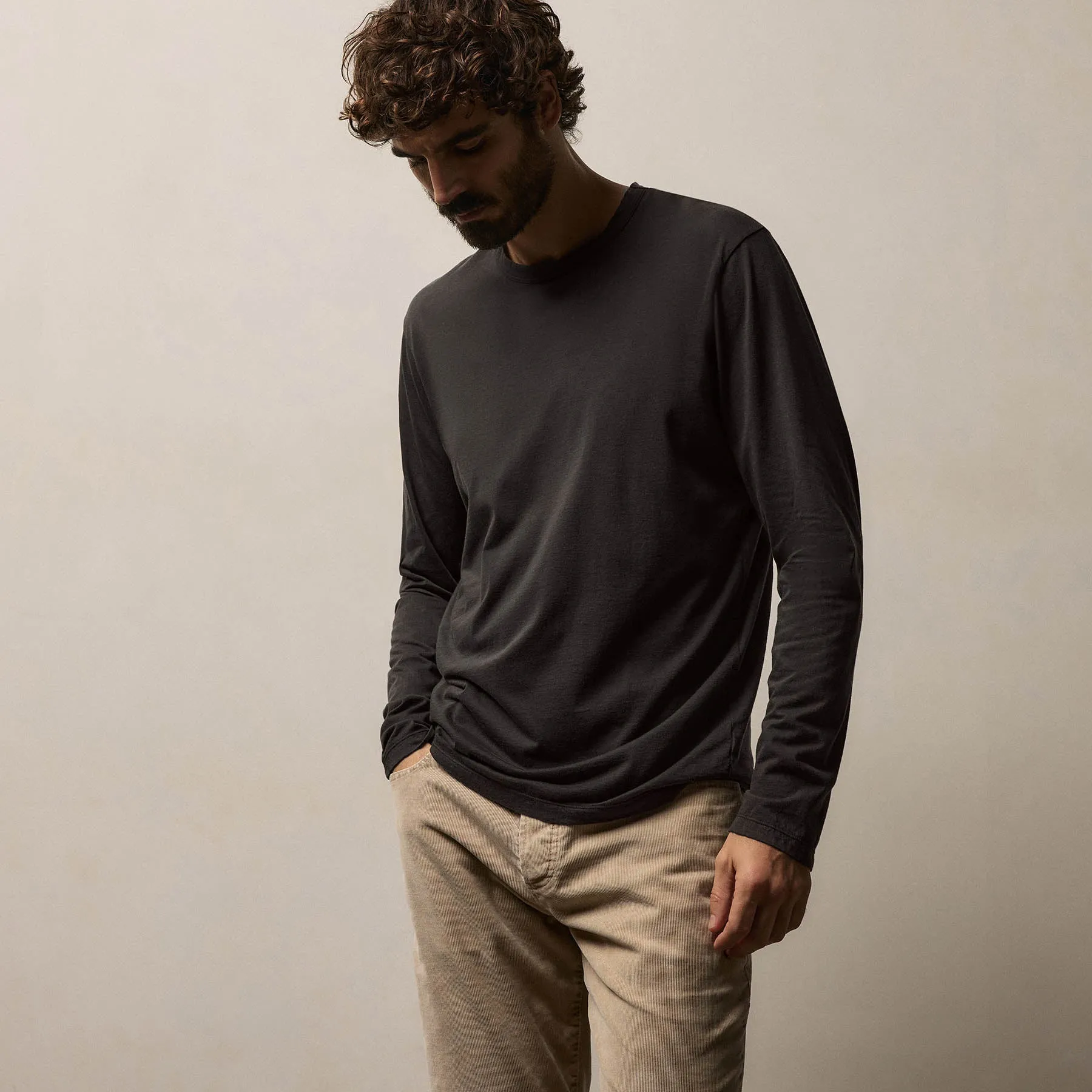 Luxe Lotus Jersey Long Sleeve - Carbon sold by James Perse product image thumbnail 3