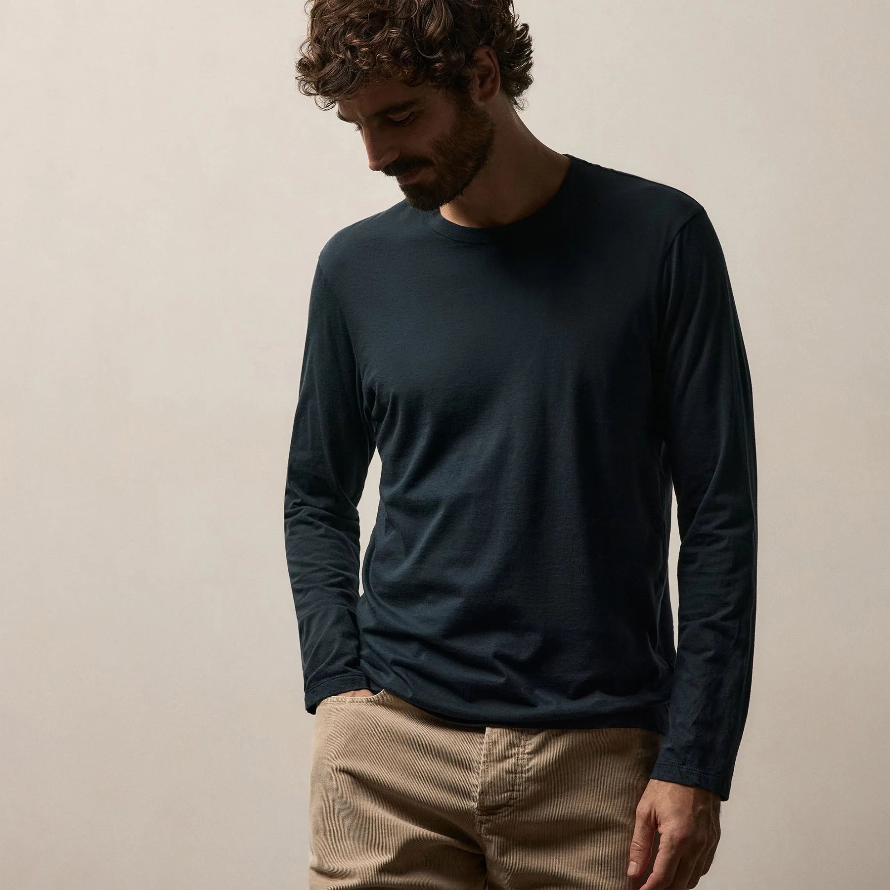 Luxe Lotus Jersey Long Sleeve - French Navy sold by James Perse