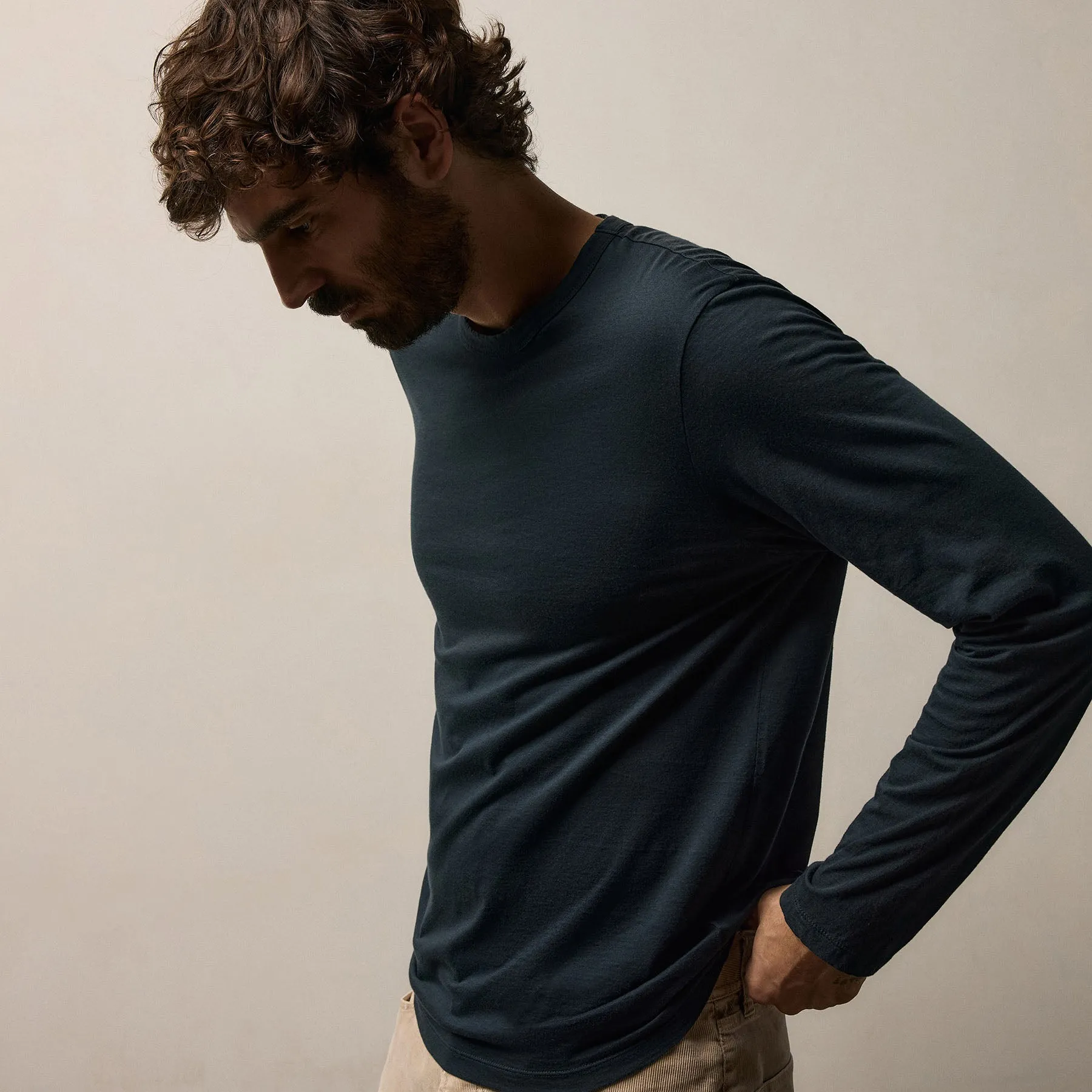 Luxe Lotus Jersey Long Sleeve - French Navy sold by James Perse product image thumbnail 3