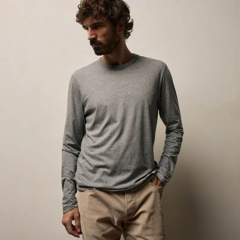 Luxe Lotus Jersey Long Sleeve - Heather Grey sold by James Perse