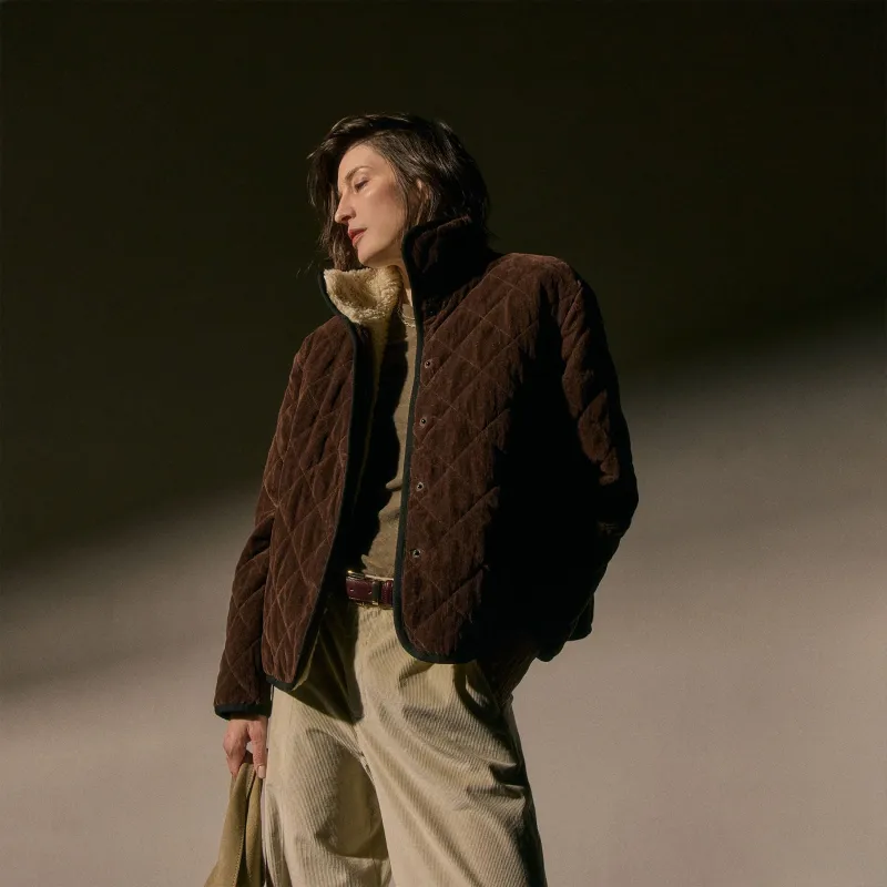Quilted Corduroy Lined Jacket - Chestnut sold by James Perse