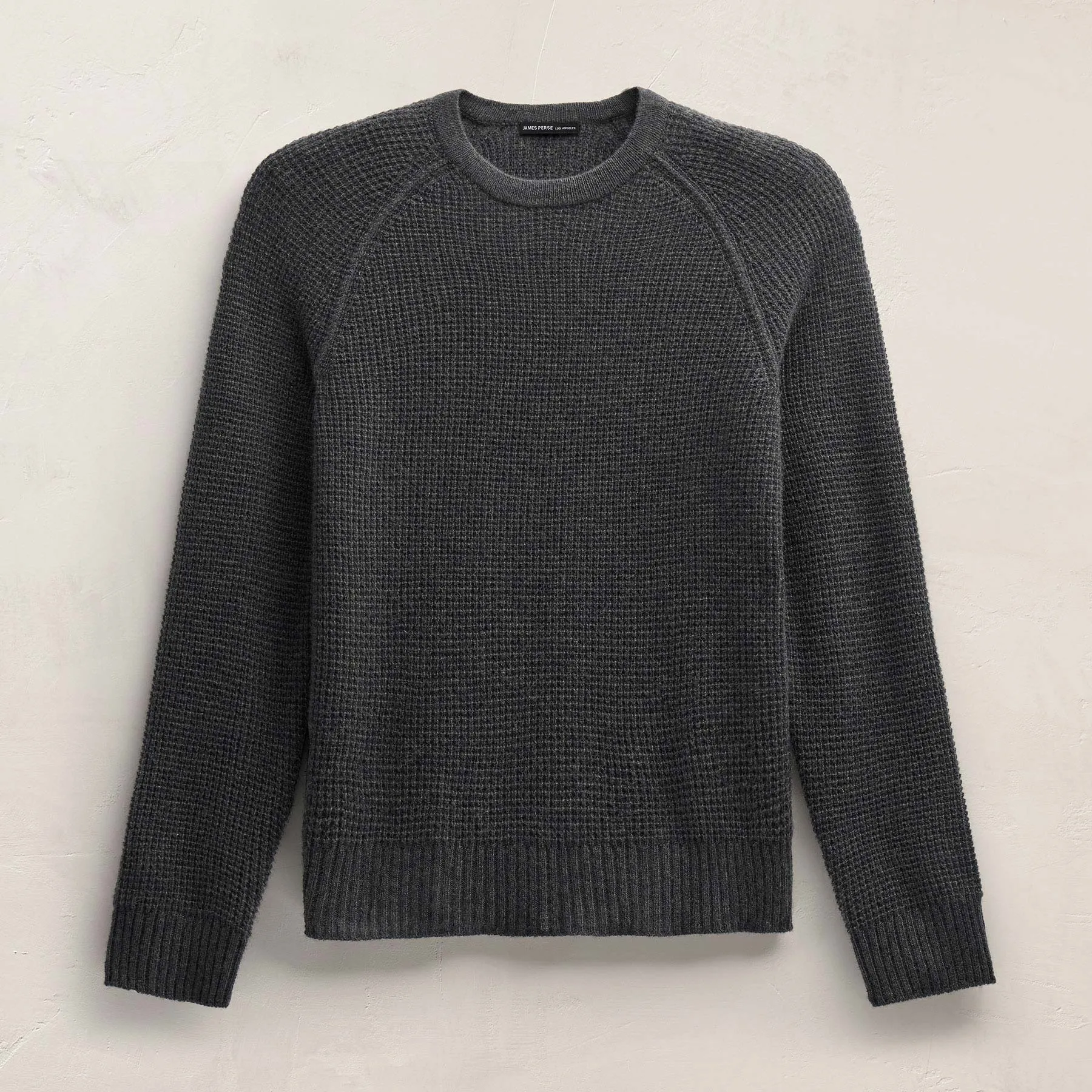 Soft Featherweight Cashmere Waffle Crew - Coal sold by James Perse product image thumbnail 2