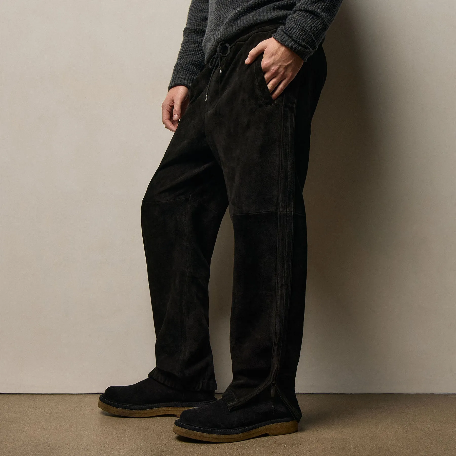 Suede Track Pant - Black sold by James Perse