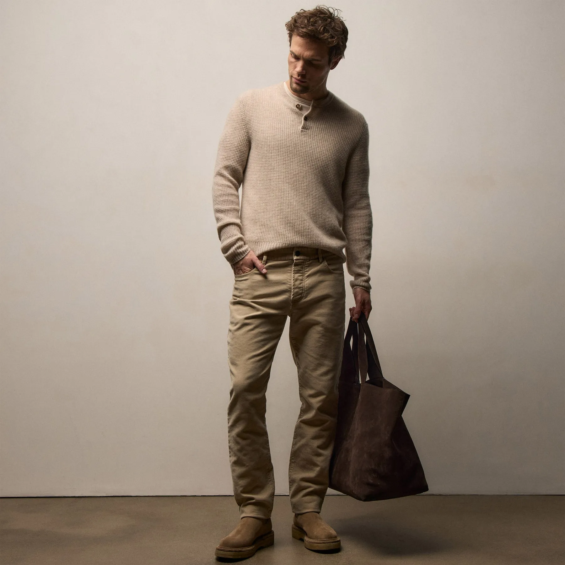 Cotton Moleskin 5 Pocket Pant - Light Khaki Pigment sold by James Perse