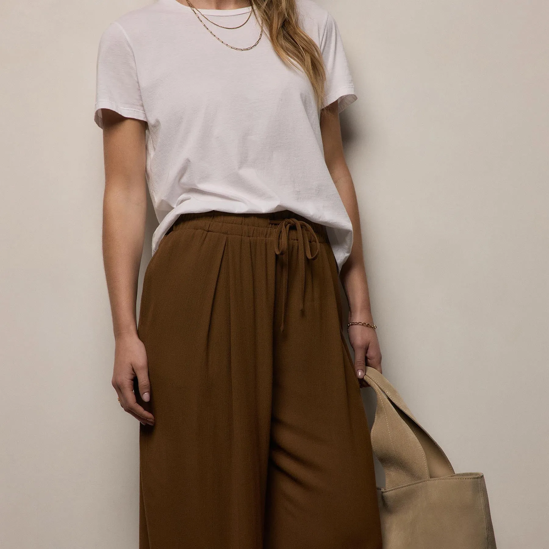 Soft Matte Pleated Pant - Gingerbread sold by James Perse product image thumbnail 3