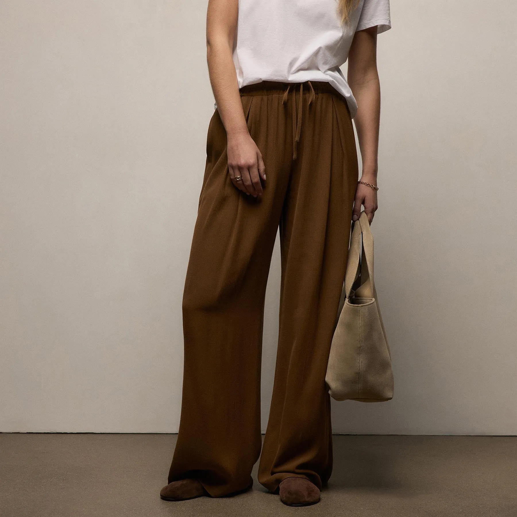 Soft Matte Pleated Pant - Gingerbread sold by James Perse product image thumbnail 2