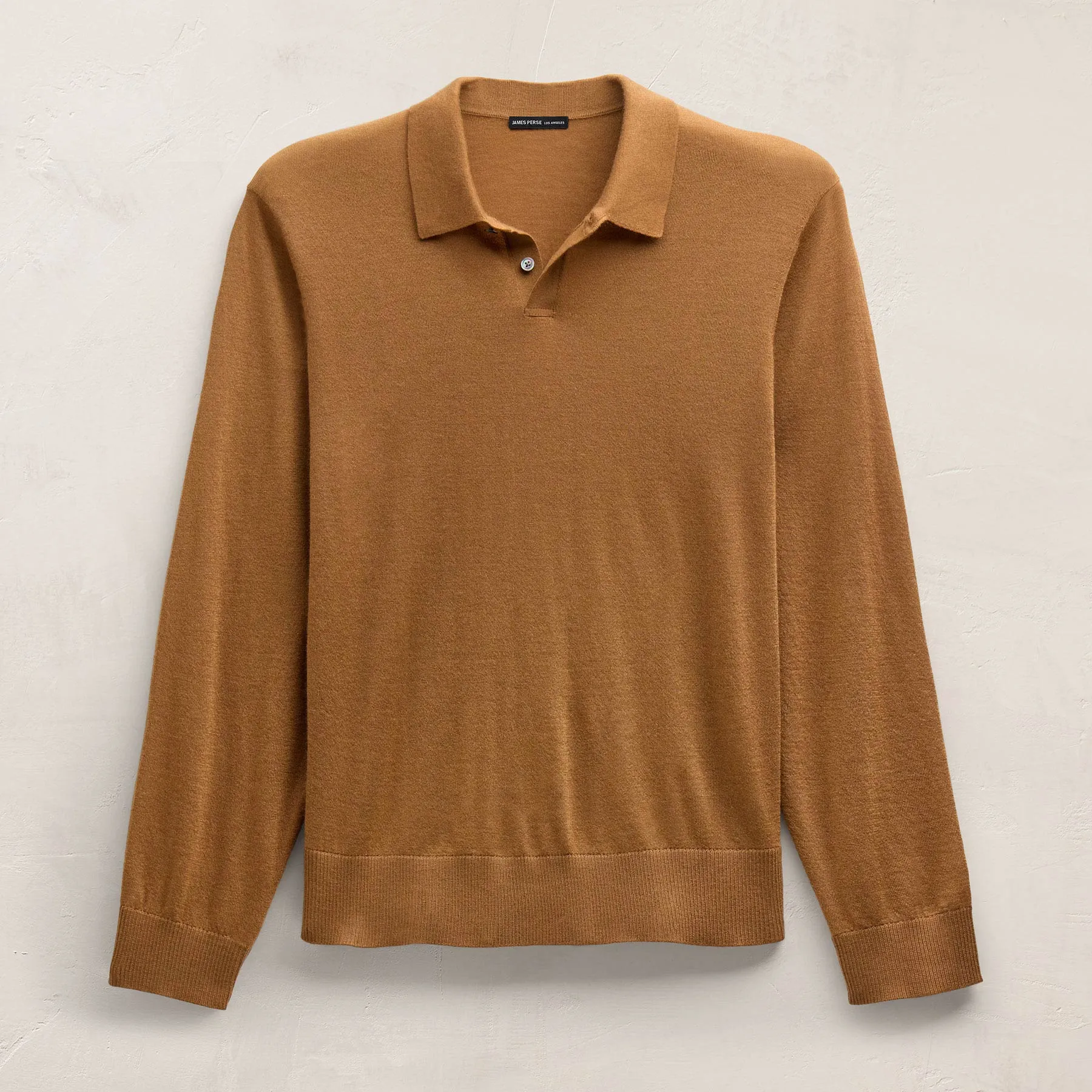Ultrafine Cashmere Long Sleeve Polo - Whiskey sold by James Perse product image thumbnail 2