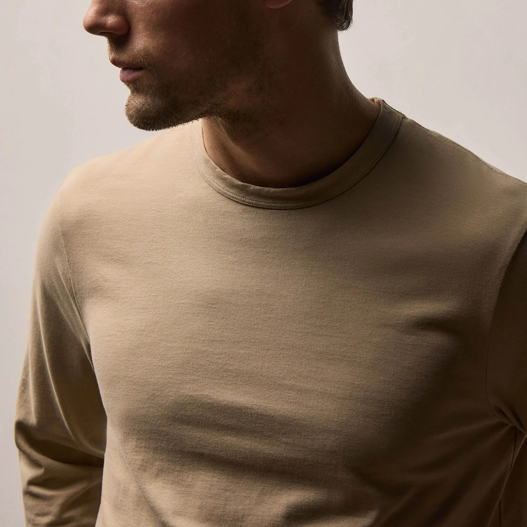 Heavy Luxe Jersey Long Sleeve - Light Khaki sold by James Perse product image thumbnail 3