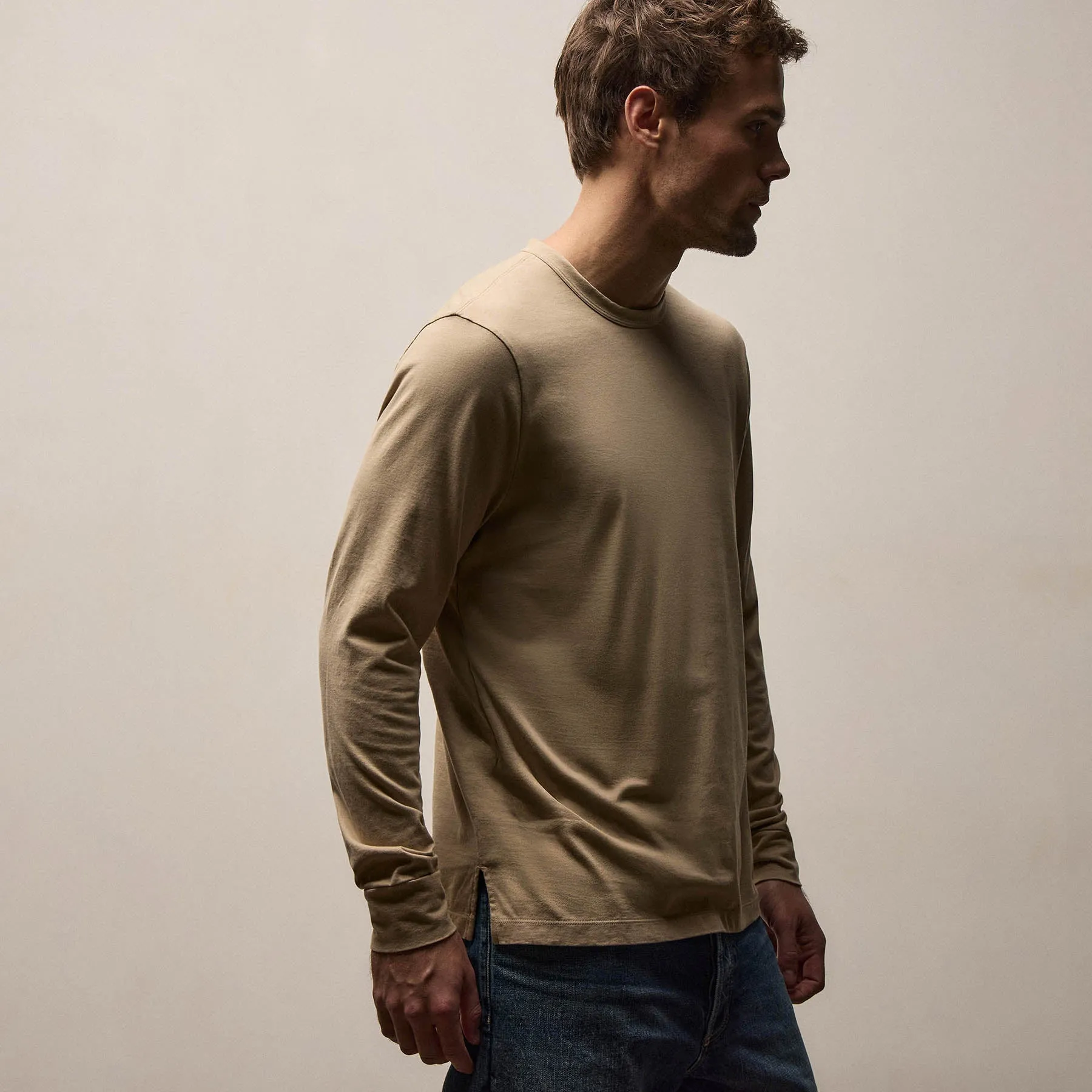 Heavy Luxe Jersey Long Sleeve - Light Khaki sold by James Perse product image thumbnail 4