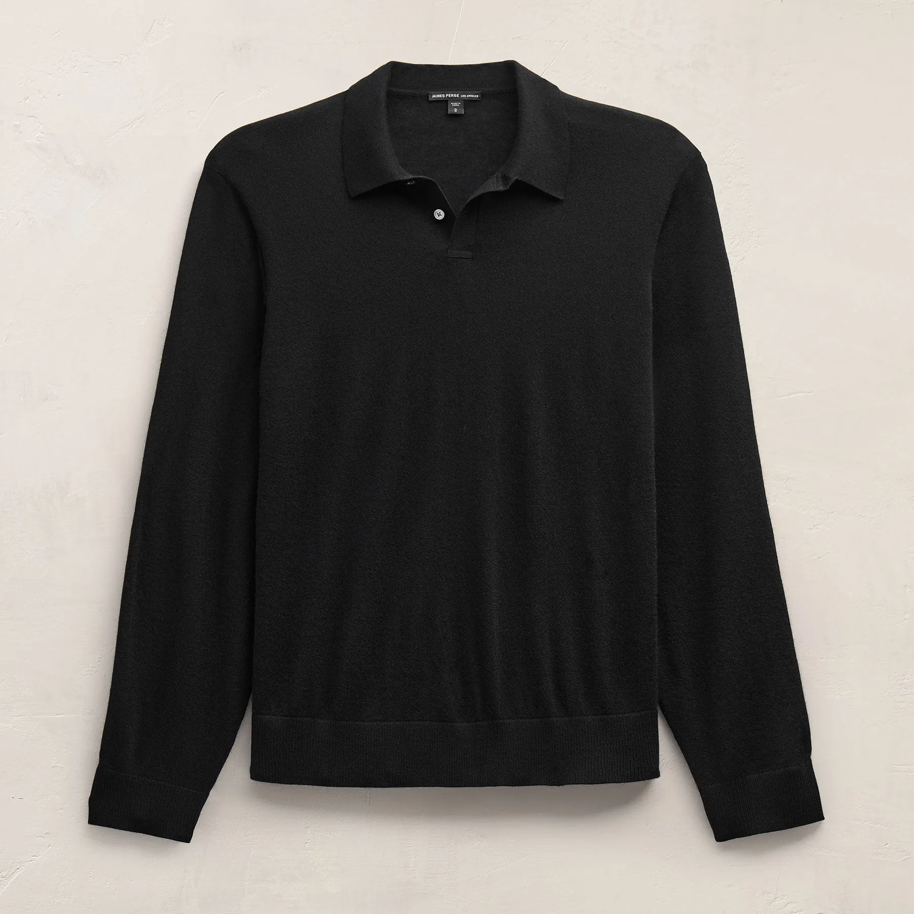 Ultrafine Cashmere Long Sleeve Polo - Black sold by James Perse product image thumbnail 2