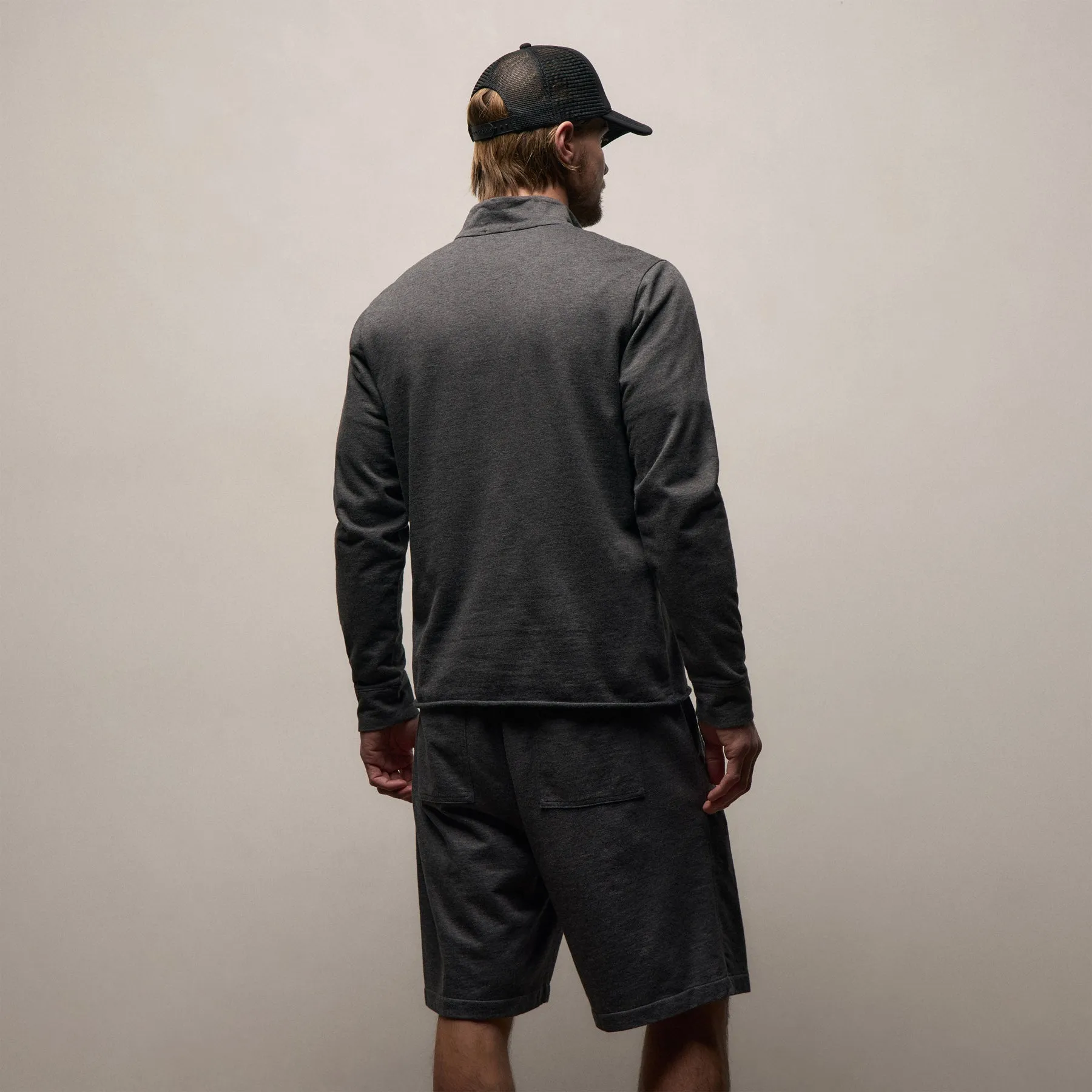 Fine French Terry Half Zip - Heather Charcoal sold by James Perse product image thumbnail 3