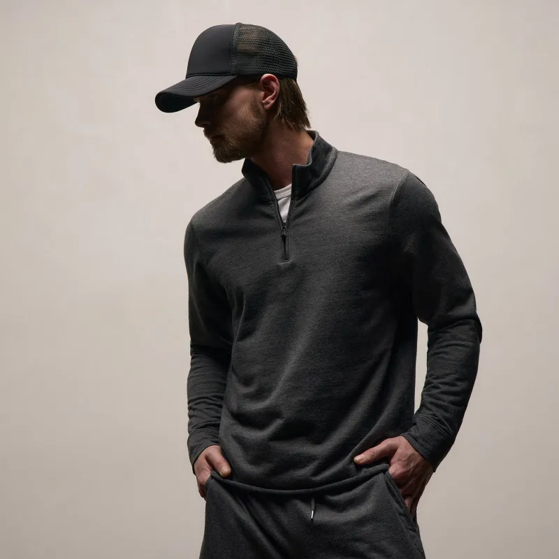 Fine French Terry Half Zip - Heather Charcoal sold by James Perse