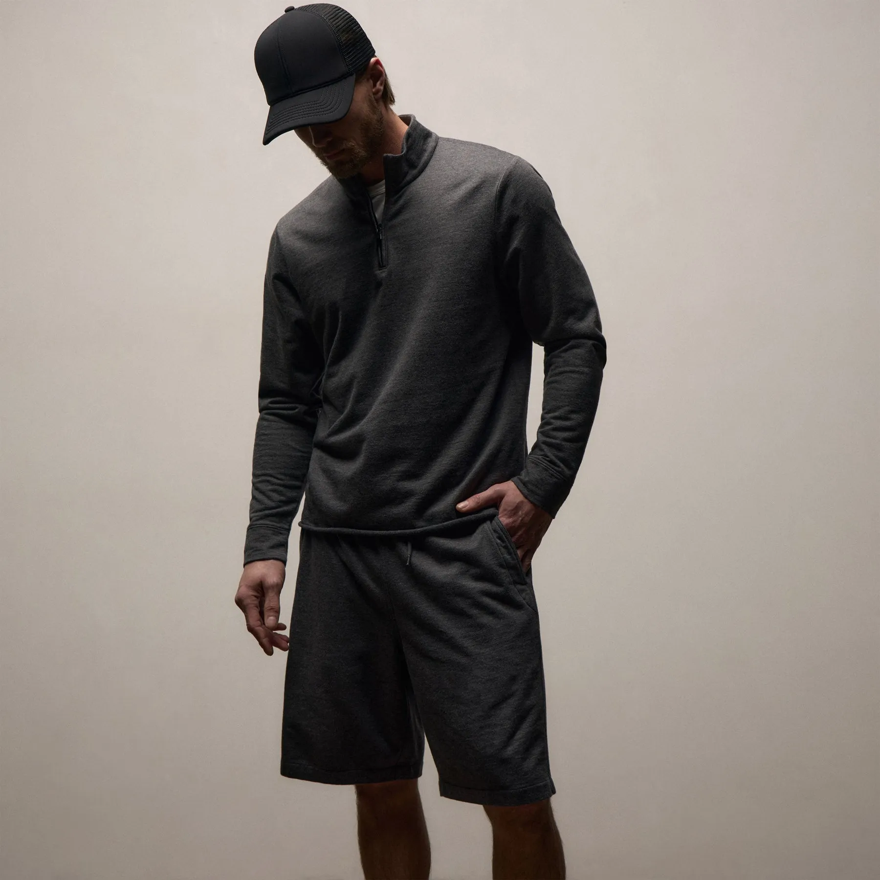 Fine French Terry Half Zip - Heather Charcoal sold by James Perse product image thumbnail 2