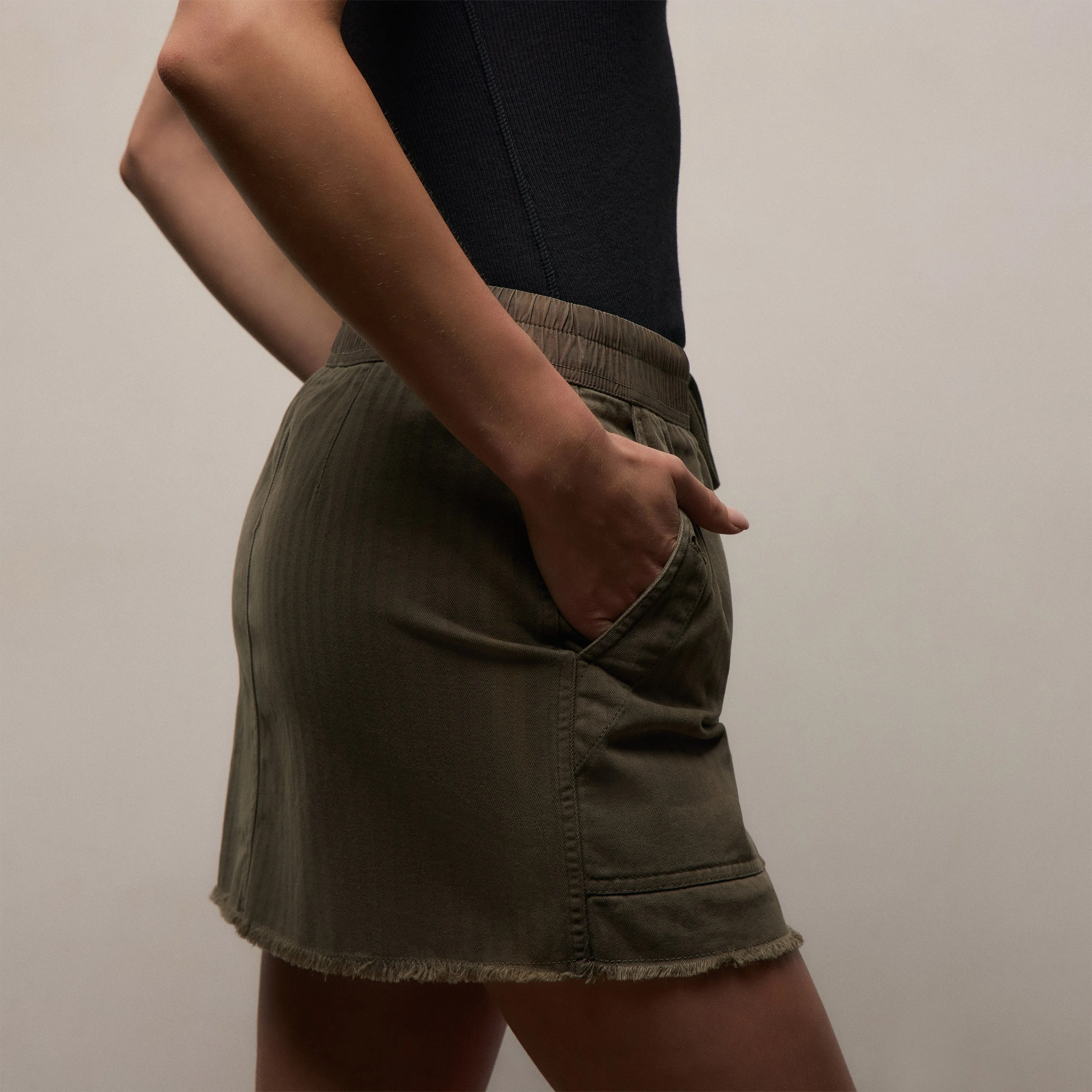 Herringbone Twill Mini Skirt - Army Green Pigment sold by James Perse product image thumbnail 3
