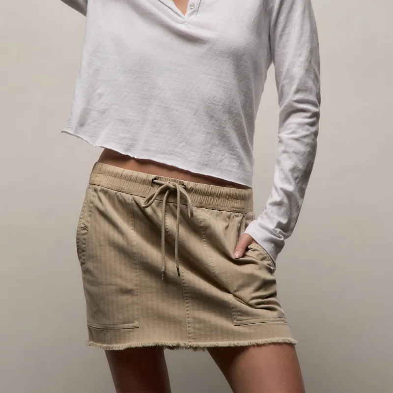 Herringbone Twill Mini Skirt - Light Khaki Pigment sold by James Perse
