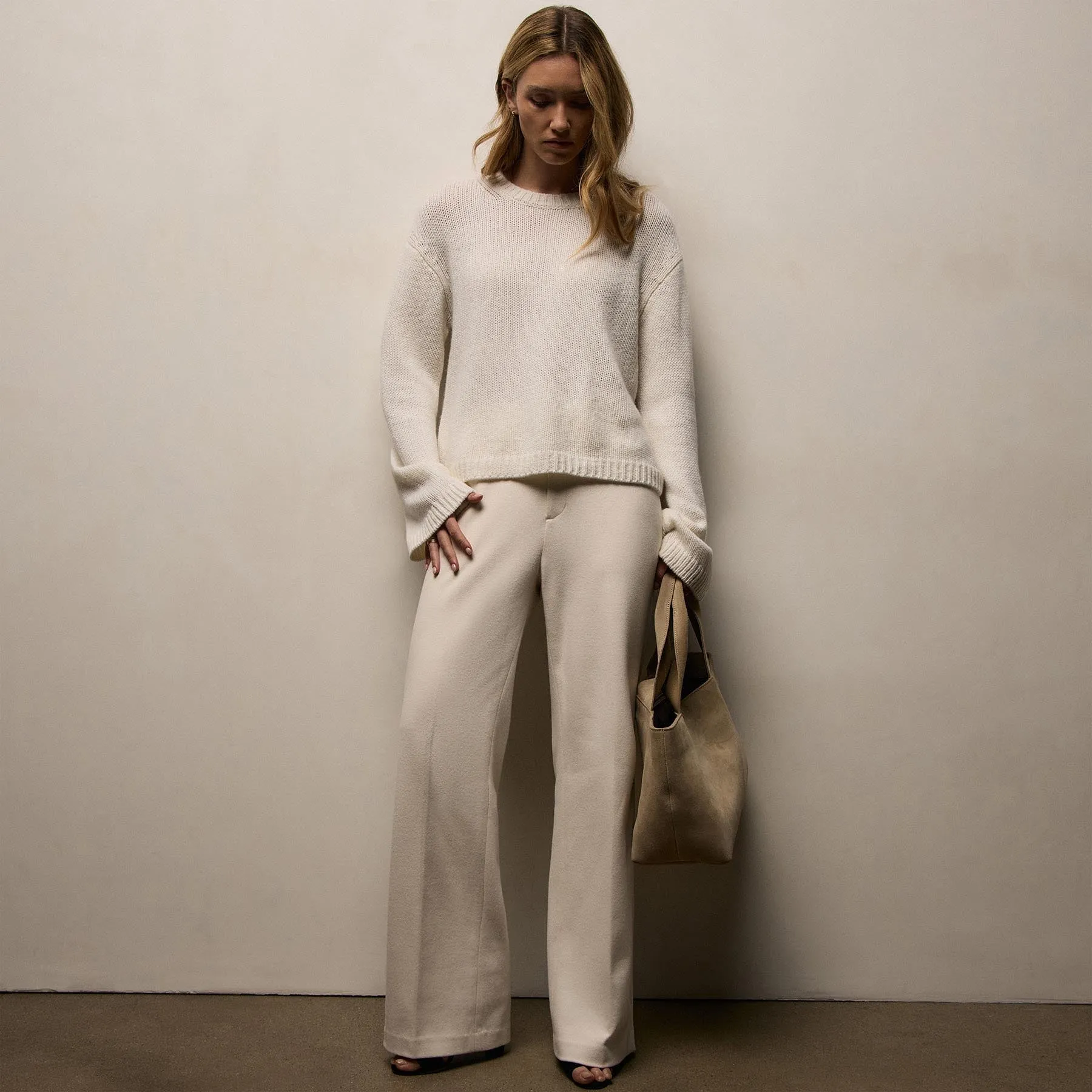 Chunky Italian Spun Cashmere Crew - Ivory sold by James Perse product image thumbnail 4