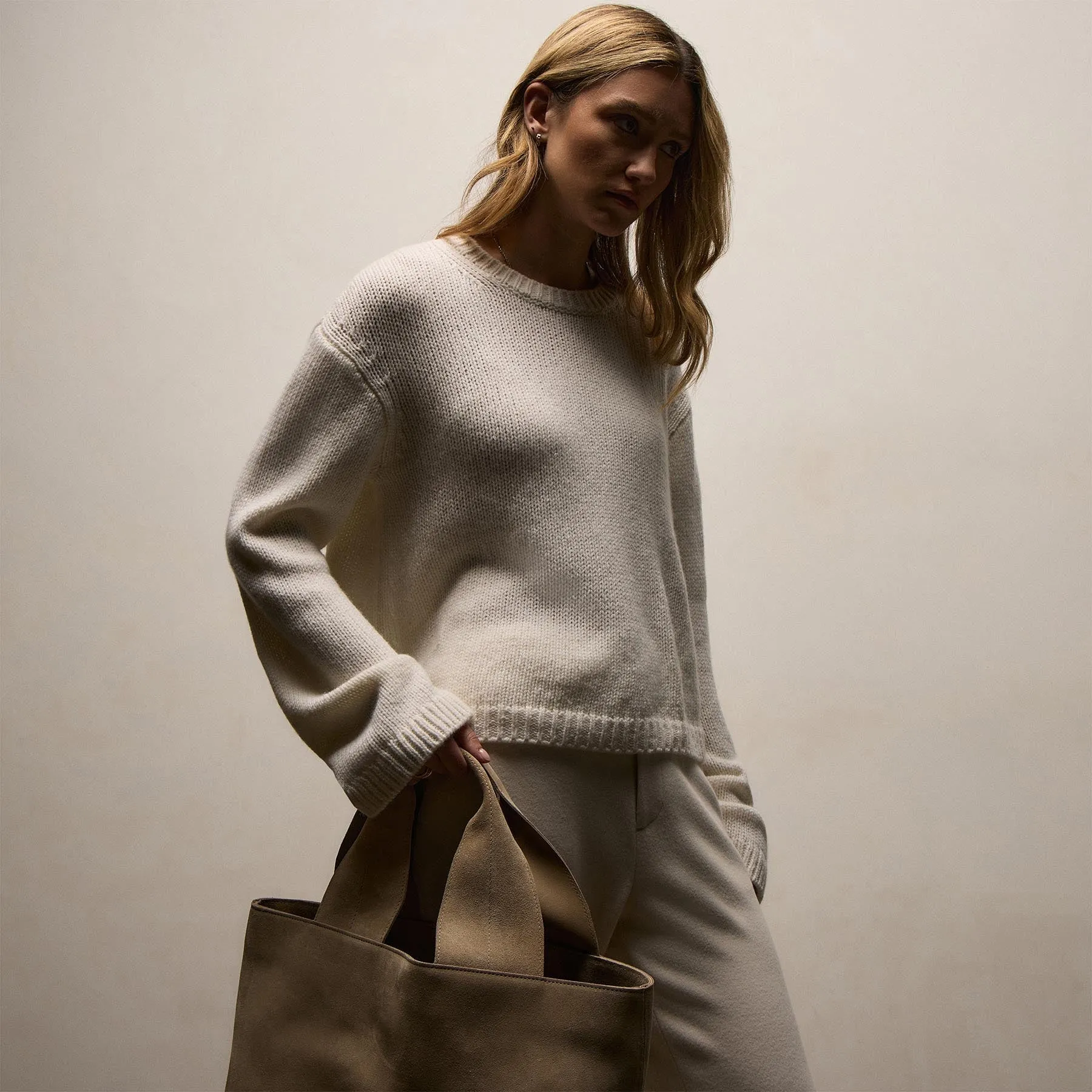 Chunky Italian Spun Cashmere Crew - Ivory sold by James Perse